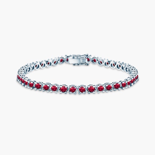 Bransoletka tenisowa Luminy 4,5mm: białe złoto, rubiny